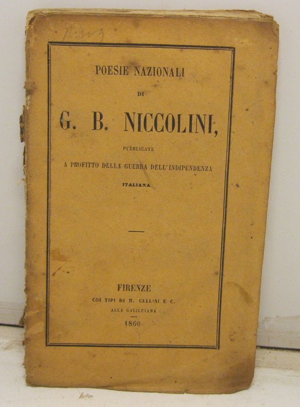 Poesie Nazionali di G. B. Niccolini, pubblicate a profitto della guerra dell'indipendenza italiana